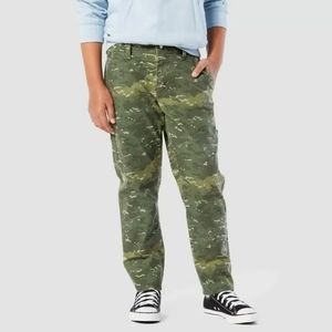 New! Boys Camo Denizen Levi's Slim Fit Carpenter Jeans Olive Green
